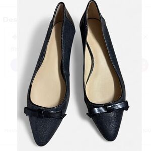 Kate Spade Bowdie Sparkling Fabric/Leather Trim Pointed Toe Ballet Flats Sz10